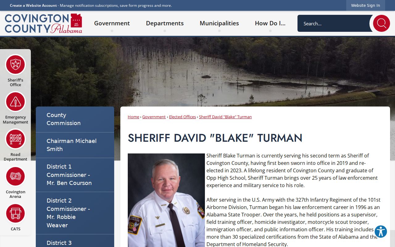Covington County Sheriff profile for official arrest history contact
