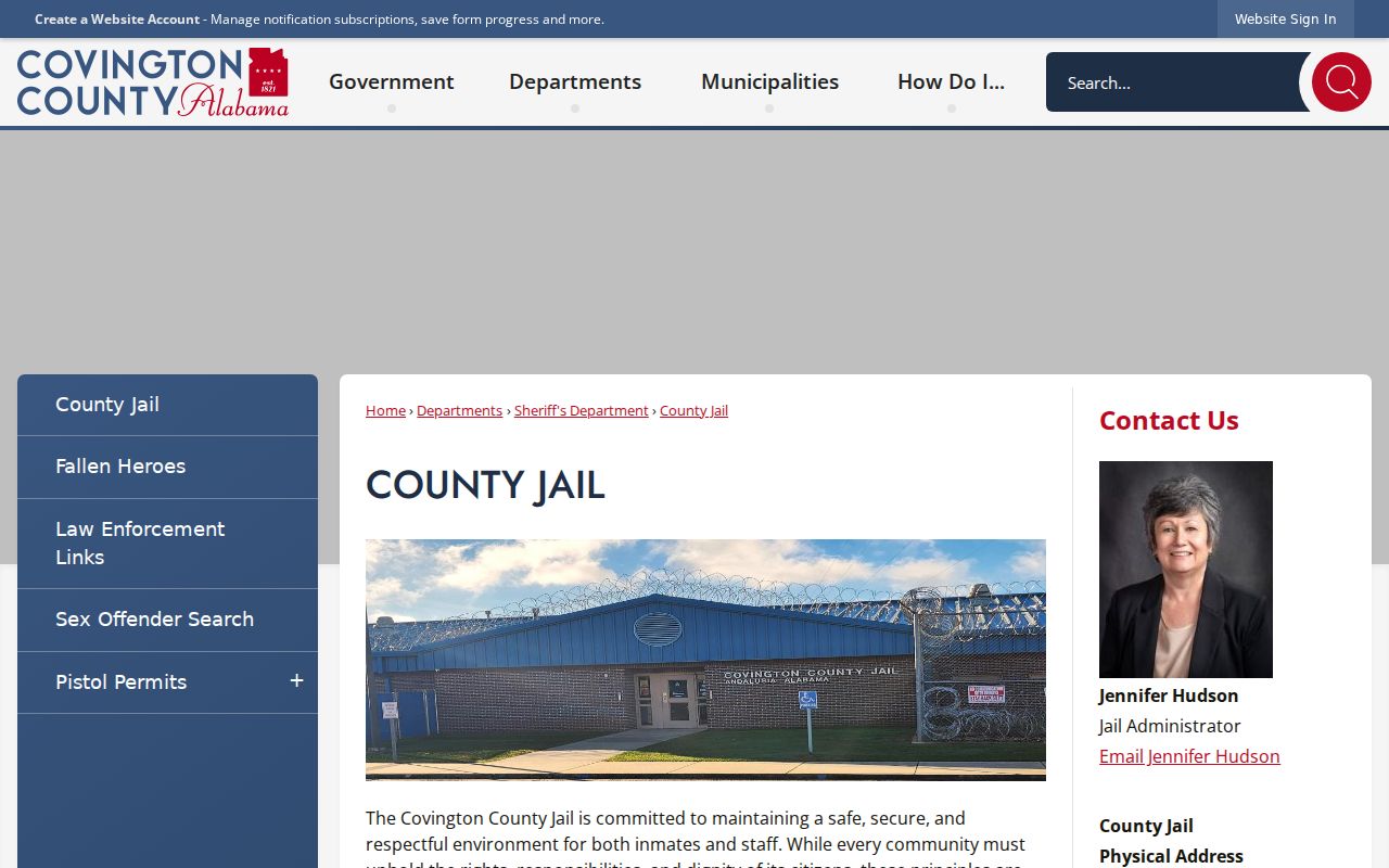 Covington County criminal history jail services and custody contacts