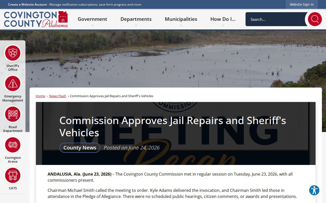 Covington County criminal records jail repair initiative