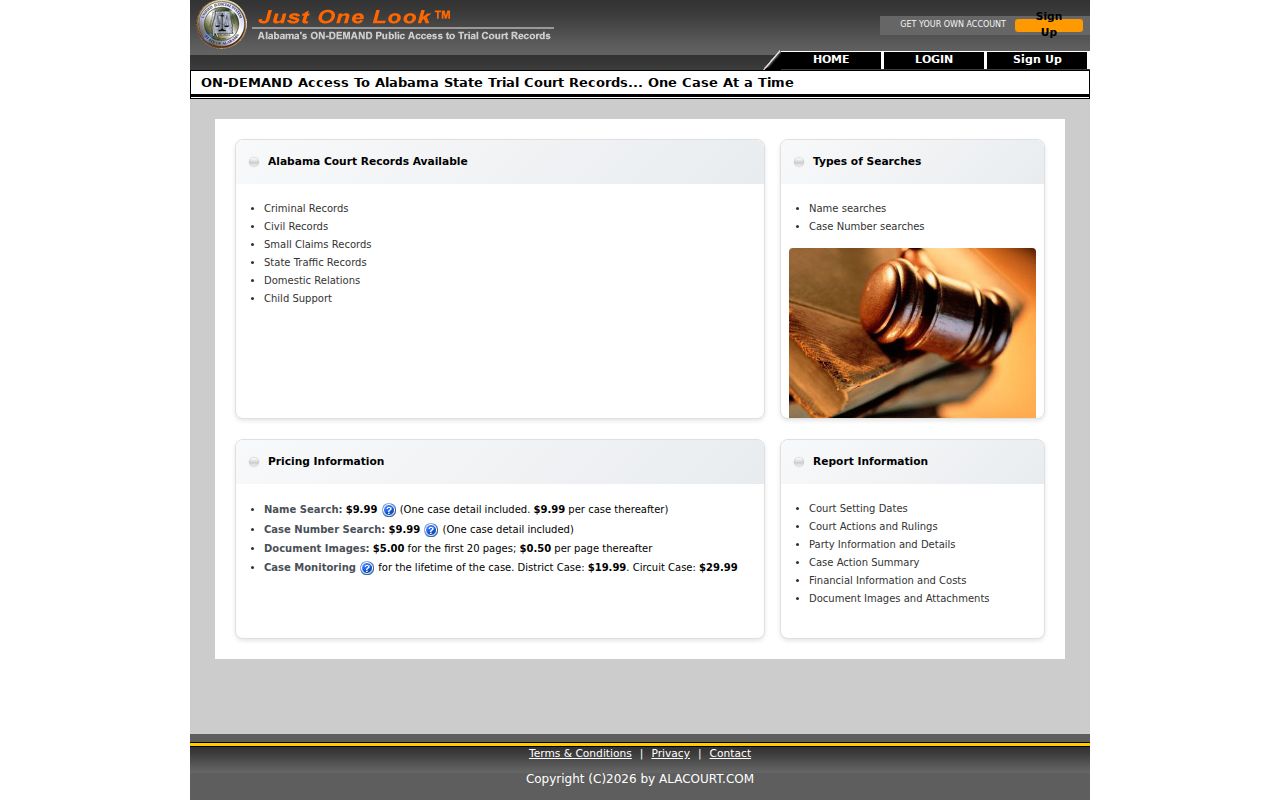 Covington County criminal court record Just One Look portal