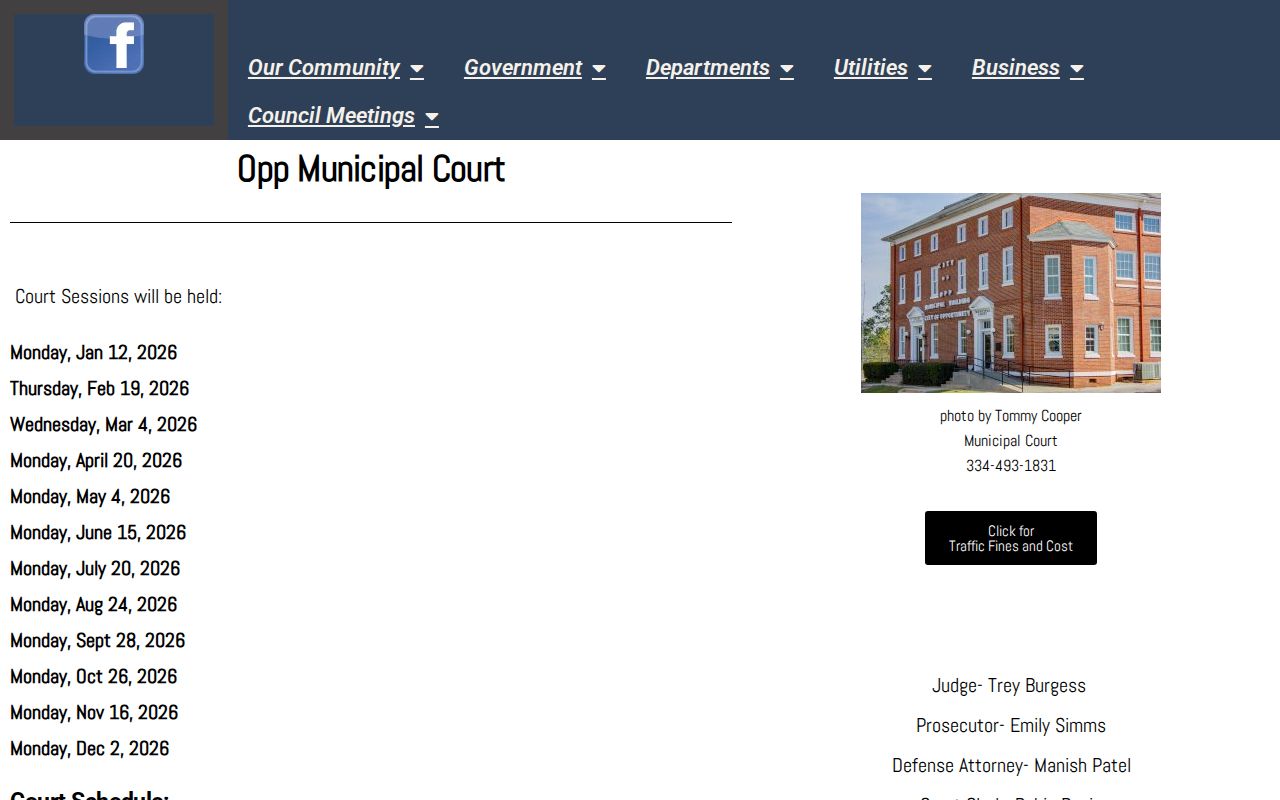 Opp criminal history municipal court docket page