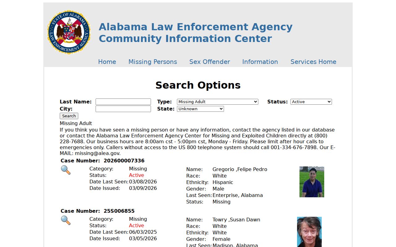 Official ALEA Covington County sex offender registry search