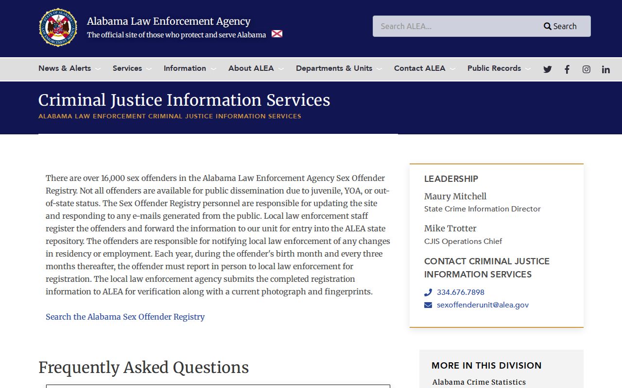 ALEA FAQ for Covington County sex offender registry listing limits